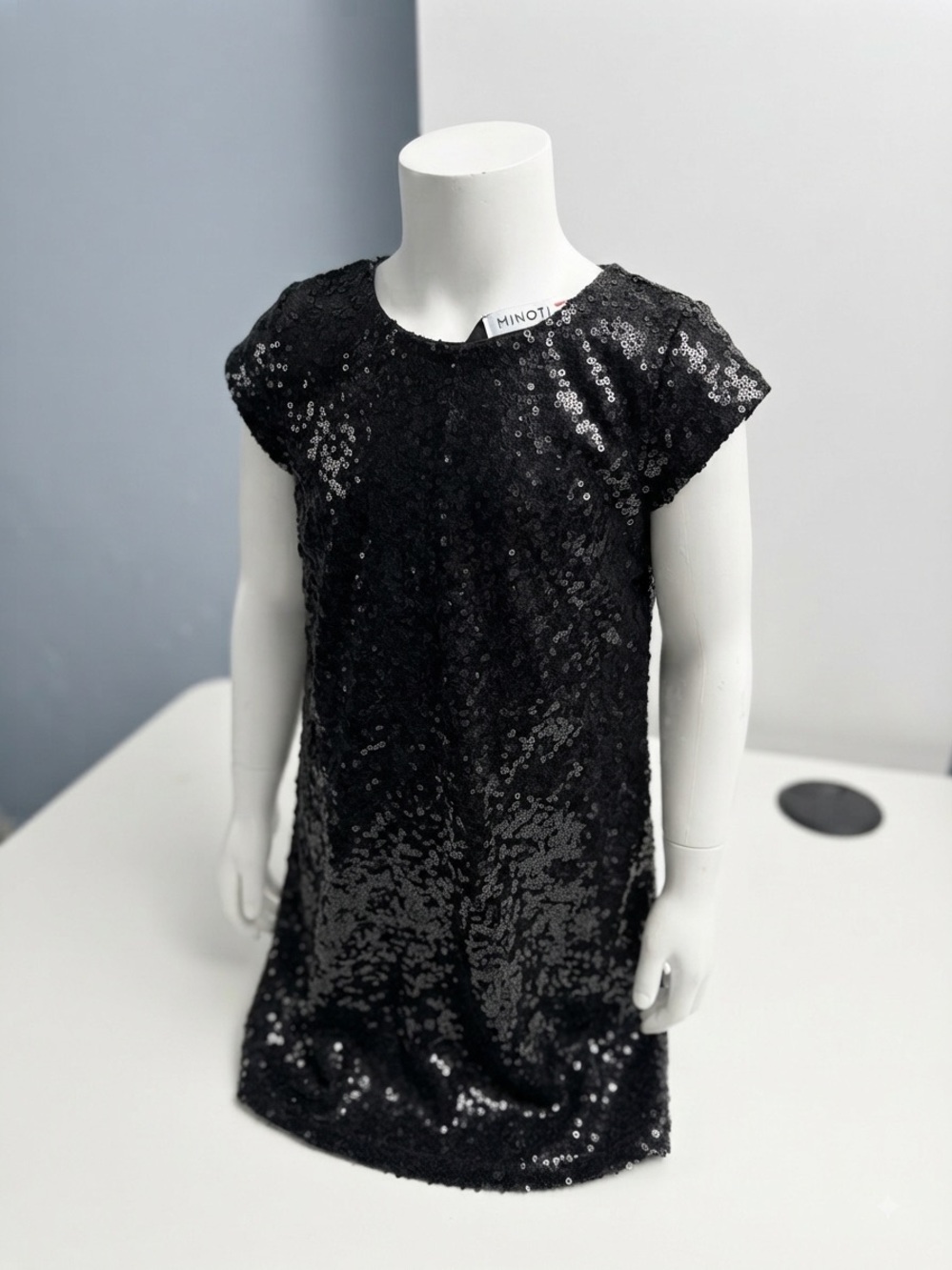 Minoti Girls Black Sequin Party Dress